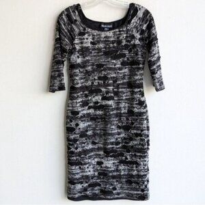 Frank Lyman rocker grunge distressed 3/4 sleeve sheath dress